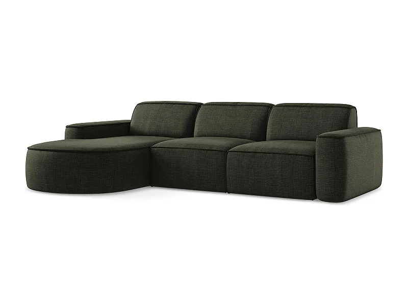 3-Sitzer Modulares Ecksofa - Ecke Links - Strukturstoff - Olive - OMAO