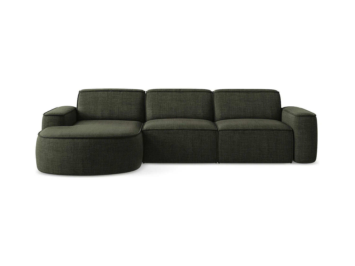 Canapé d'angle 3 places modulaire gauche en tissu texturé - olive - OMAO