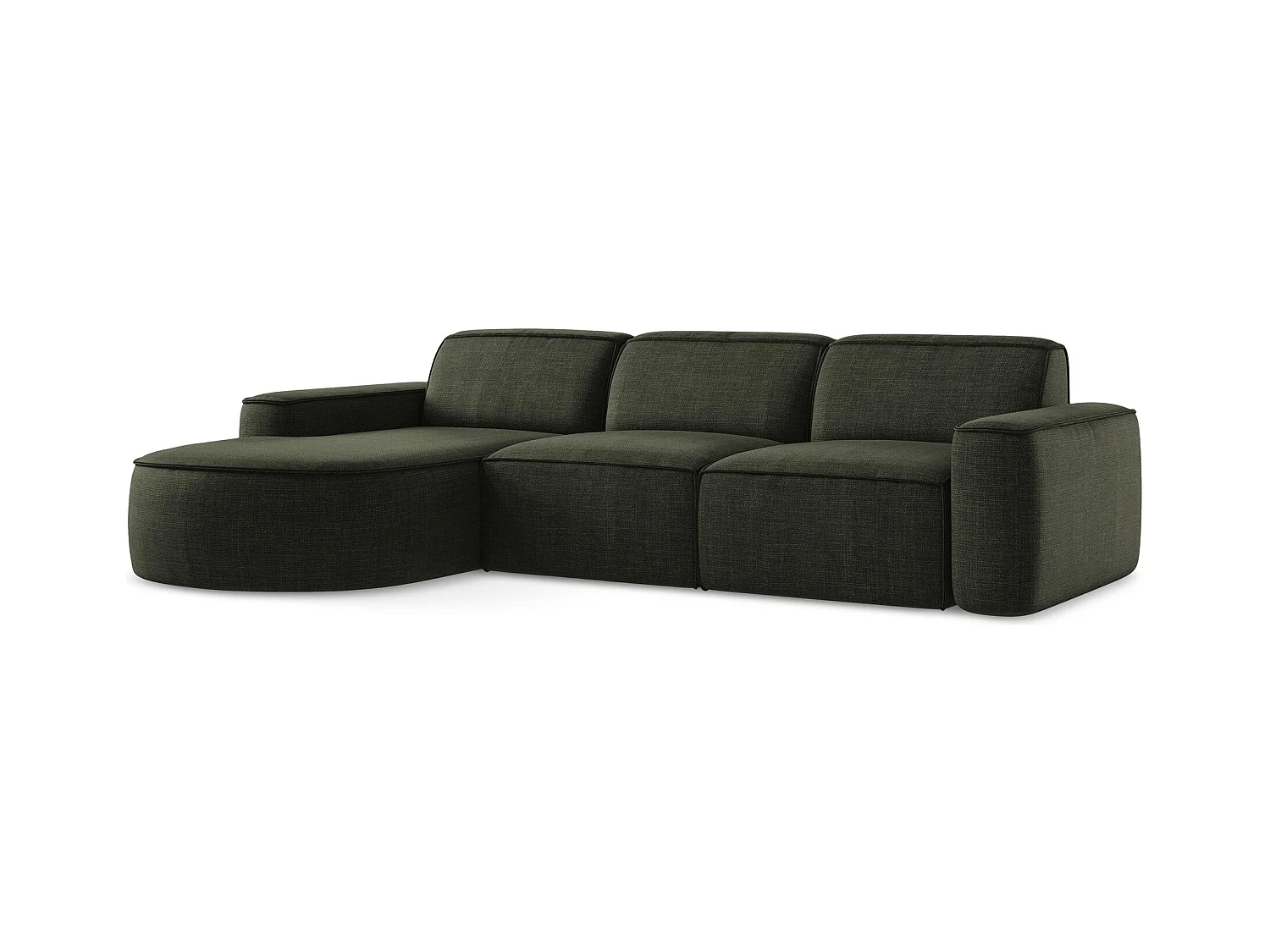 Canapé d'angle 3 places modulaire gauche en tissu texturé - olive - OMAO