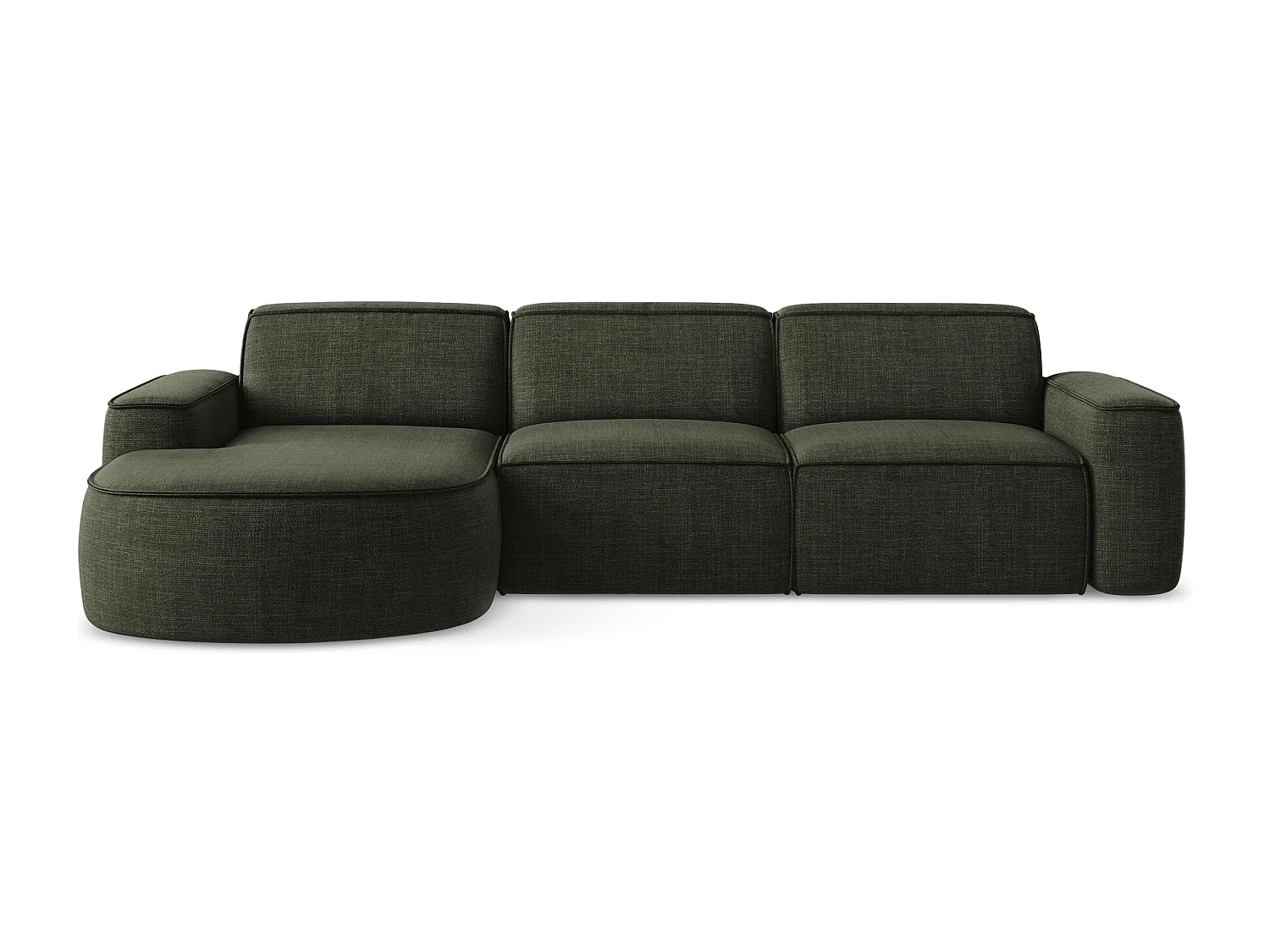 Canapé d'angle 3 places modulaire gauche en tissu texturé - olive - OMAO