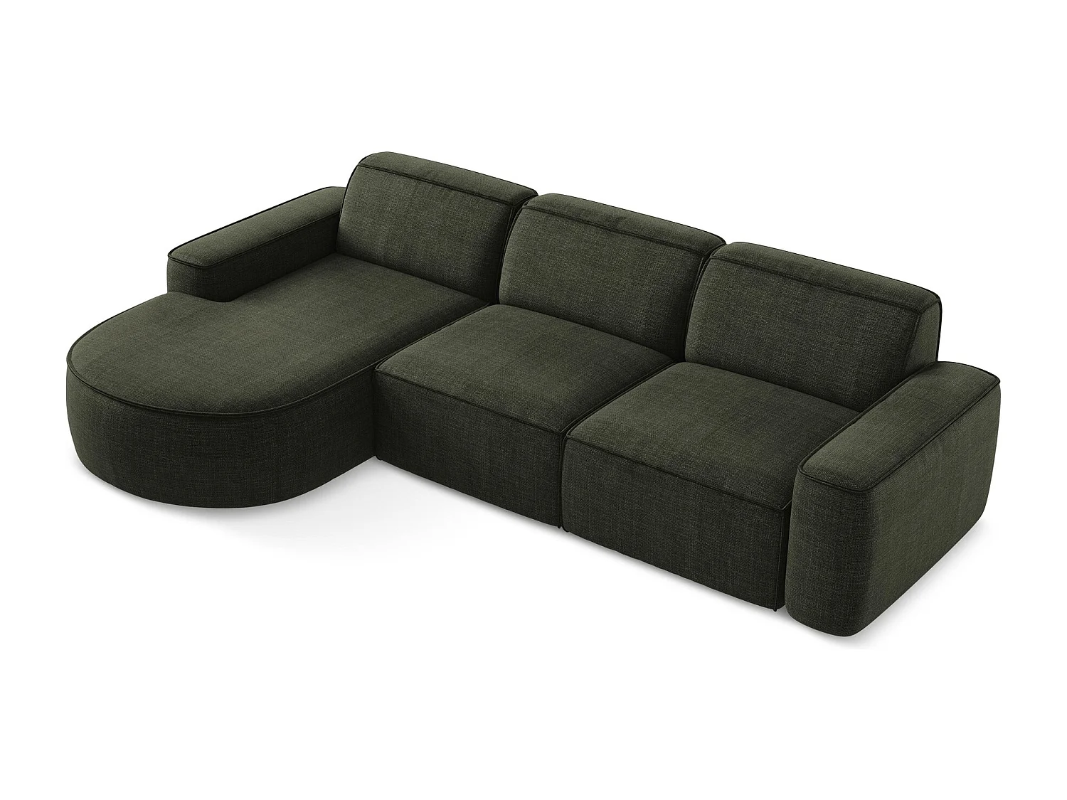 Canapé d'angle 3 places modulaire gauche en tissu texturé - olive - OMAO