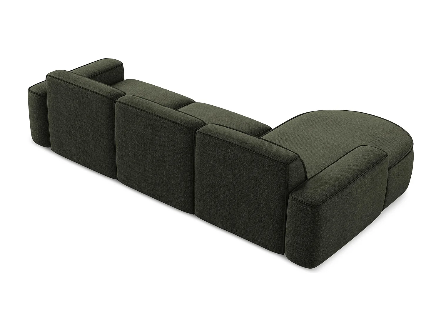 Modulaire hoekbank links van olijf textuurstof - OMAO