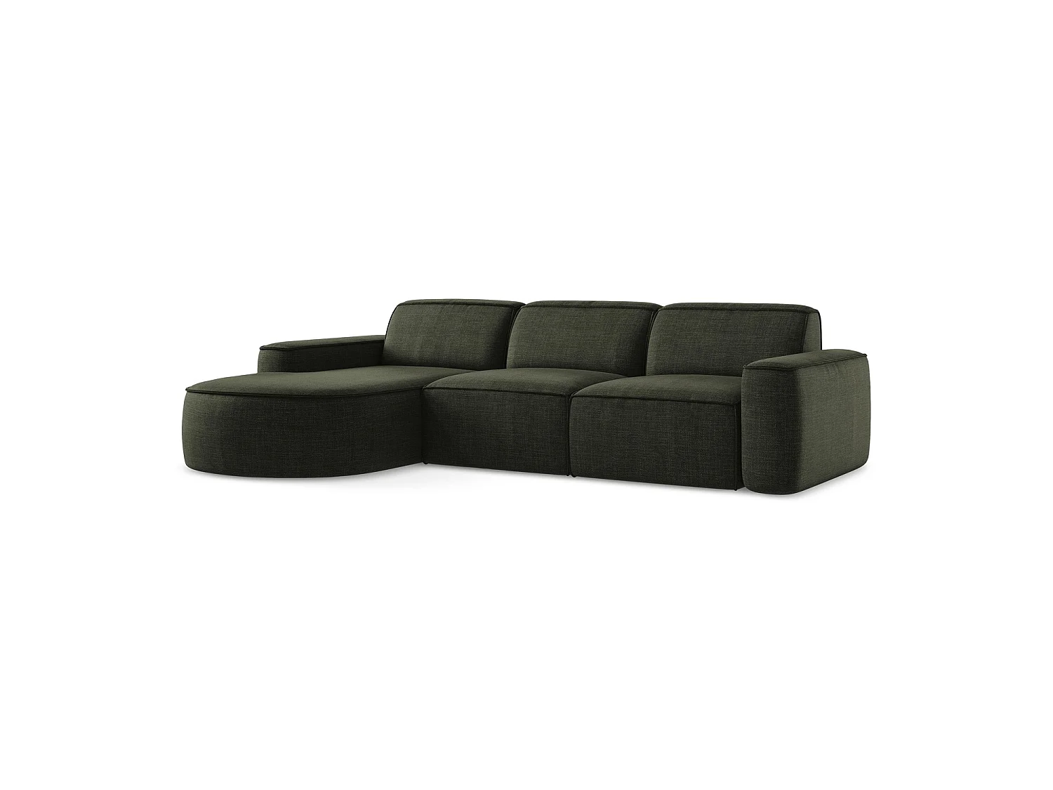 3-Sitzer Modulares Ecksofa - Ecke Links - Strukturstoff - Olive - MELISSA