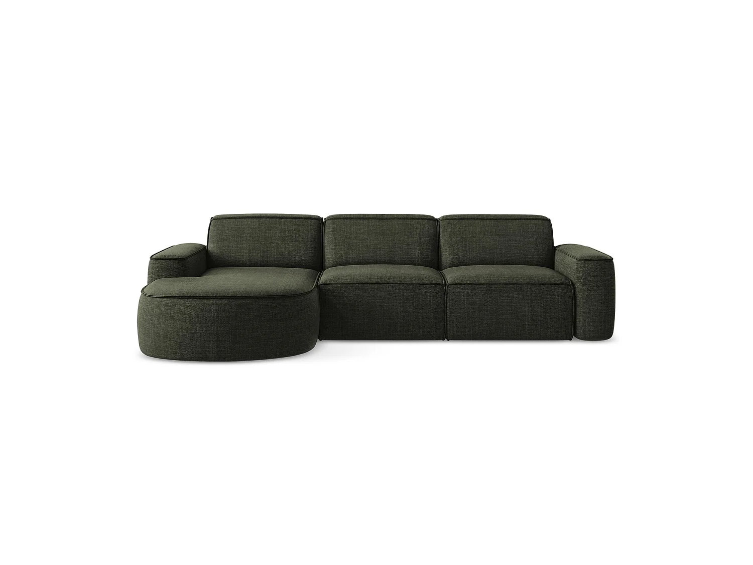 3-Sitzer Modulares Ecksofa - Ecke Links - Strukturstoff - Olive - MELISSA