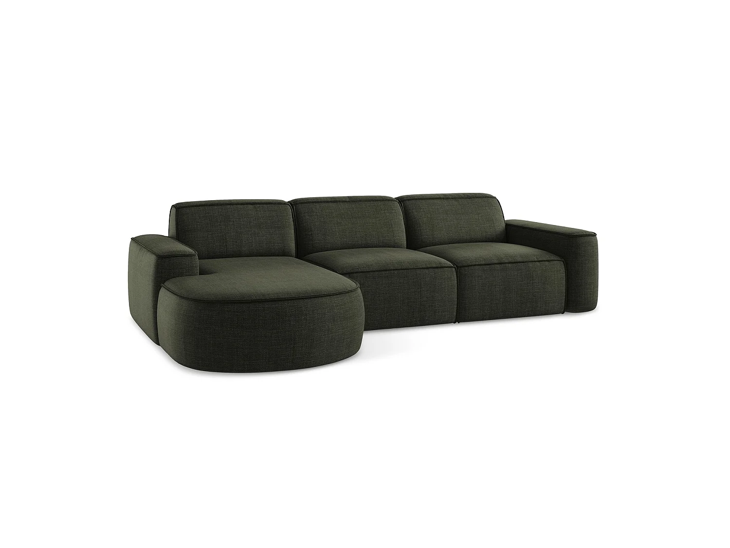 3-Sitzer Modulares Ecksofa - Ecke Links - Strukturstoff - Olive - MELISSA