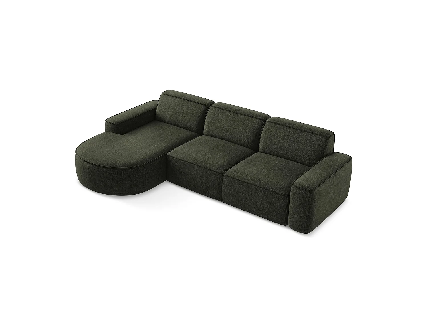 3-Sitzer Modulares Ecksofa - Ecke Links - Strukturstoff - Olive - MELISSA