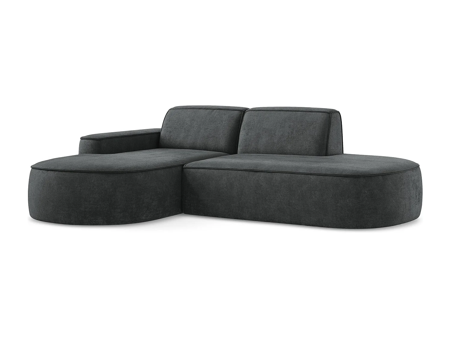 Canapé d'angle 3 places modulaire gauche en tissu chenille - gris foncé - OMAO