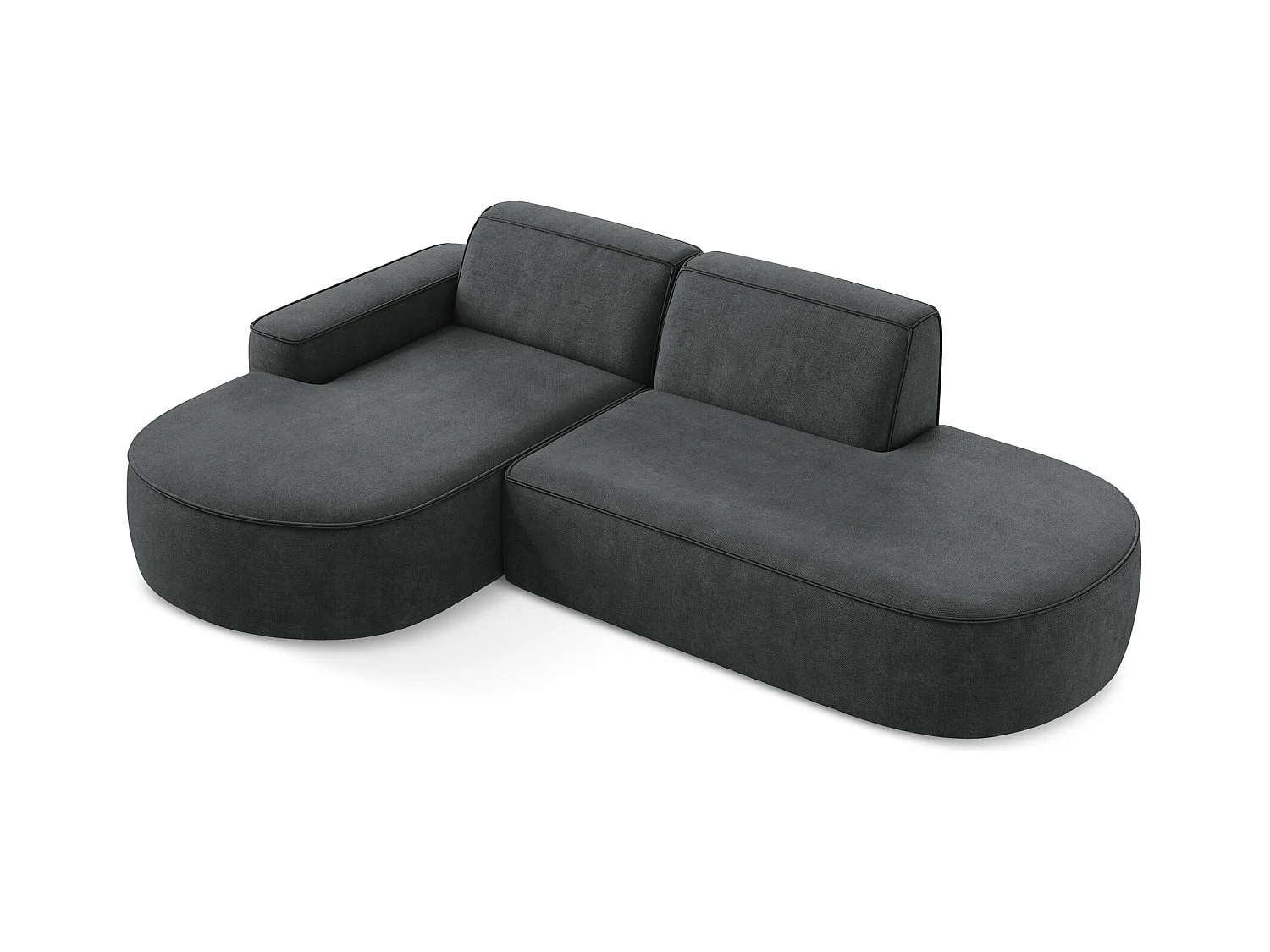 Canapé d'angle 3 places modulaire gauche en tissu chenille - gris foncé - OMAO