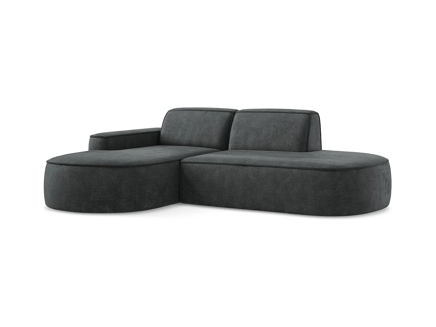 Canapé d'angle 3 places modulaire gauche en tissu chenille - gris foncé - OMAO