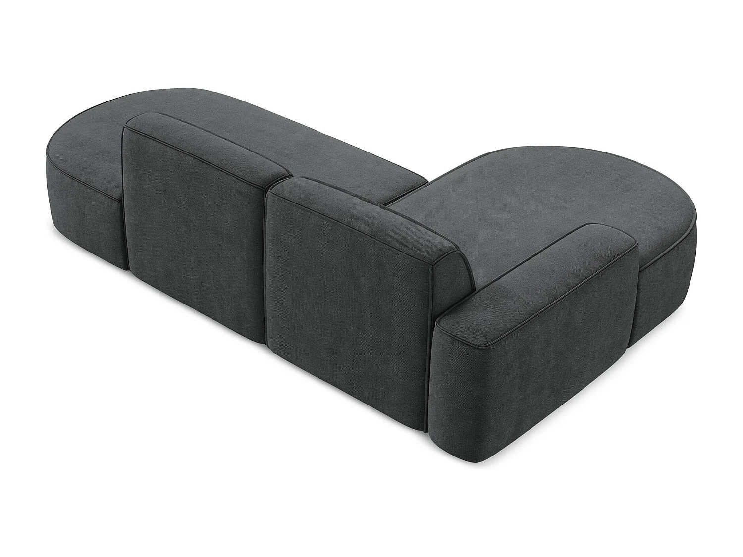 Canapé d'angle 3 places modulaire gauche en tissu chenille - gris foncé - OMAO