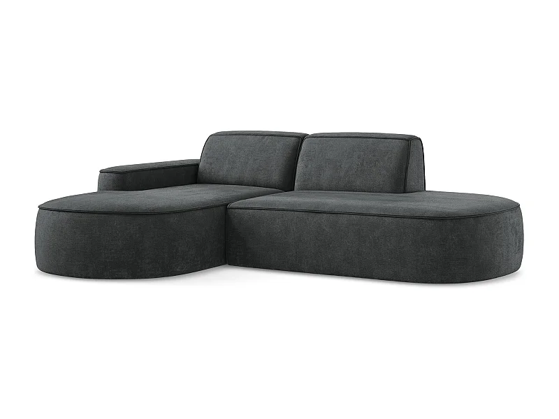 Canapé d'angle 3 places modulaire gauche en tissu chenille - gris foncé - OMAO