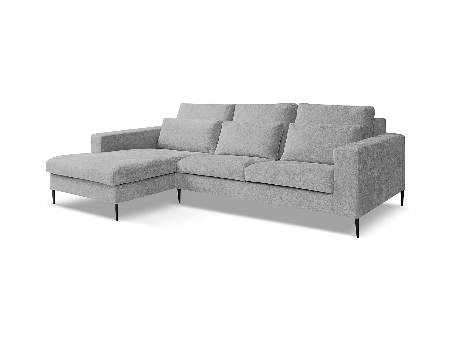 Canapé d’angle 3 places gauche en tissu chenille - gris clair - AKALA