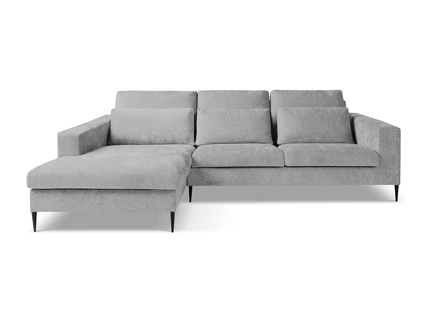 Canapé d’angle 3 places gauche en tissu chenille - gris clair - AKALA