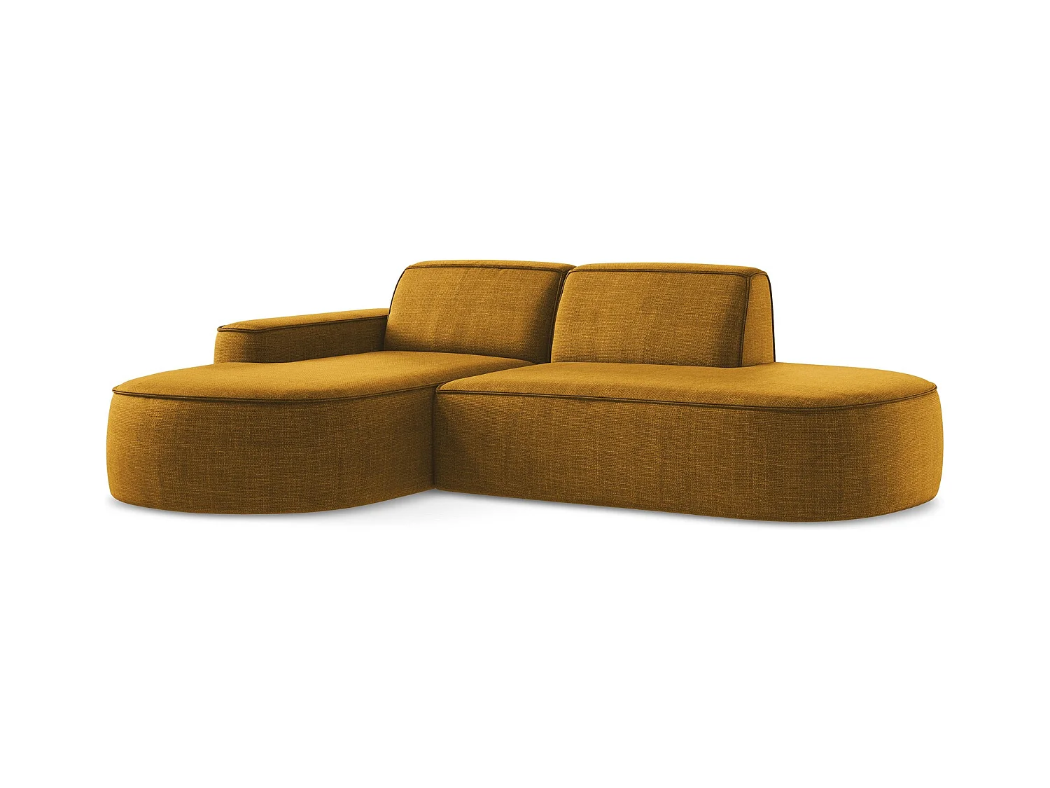 Canapé d'angle 3 places modulaire gauche en tissu texturé - moutarde - OMAO