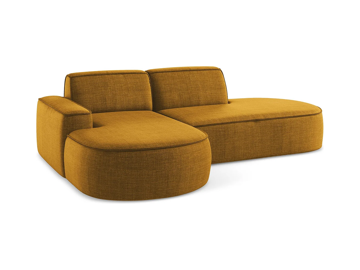 Canapé d'angle 3 places modulaire gauche en tissu texturé - moutarde - OMAO