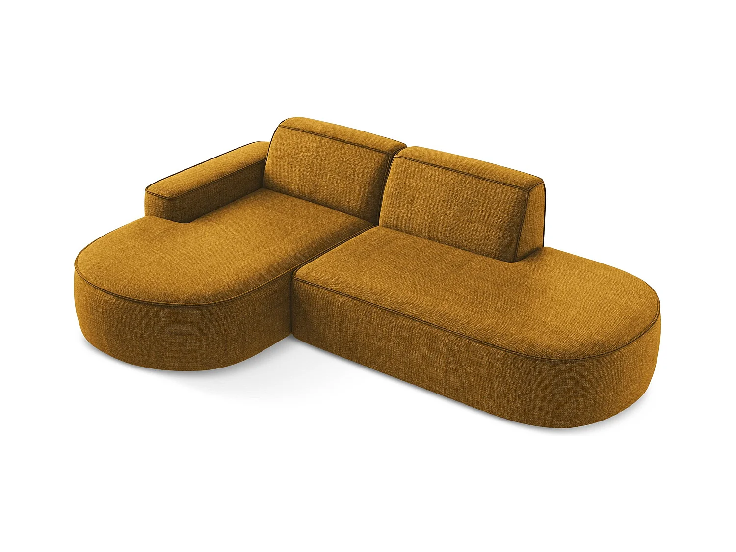 Canapé d'angle 3 places modulaire gauche en tissu texturé - moutarde - OMAO