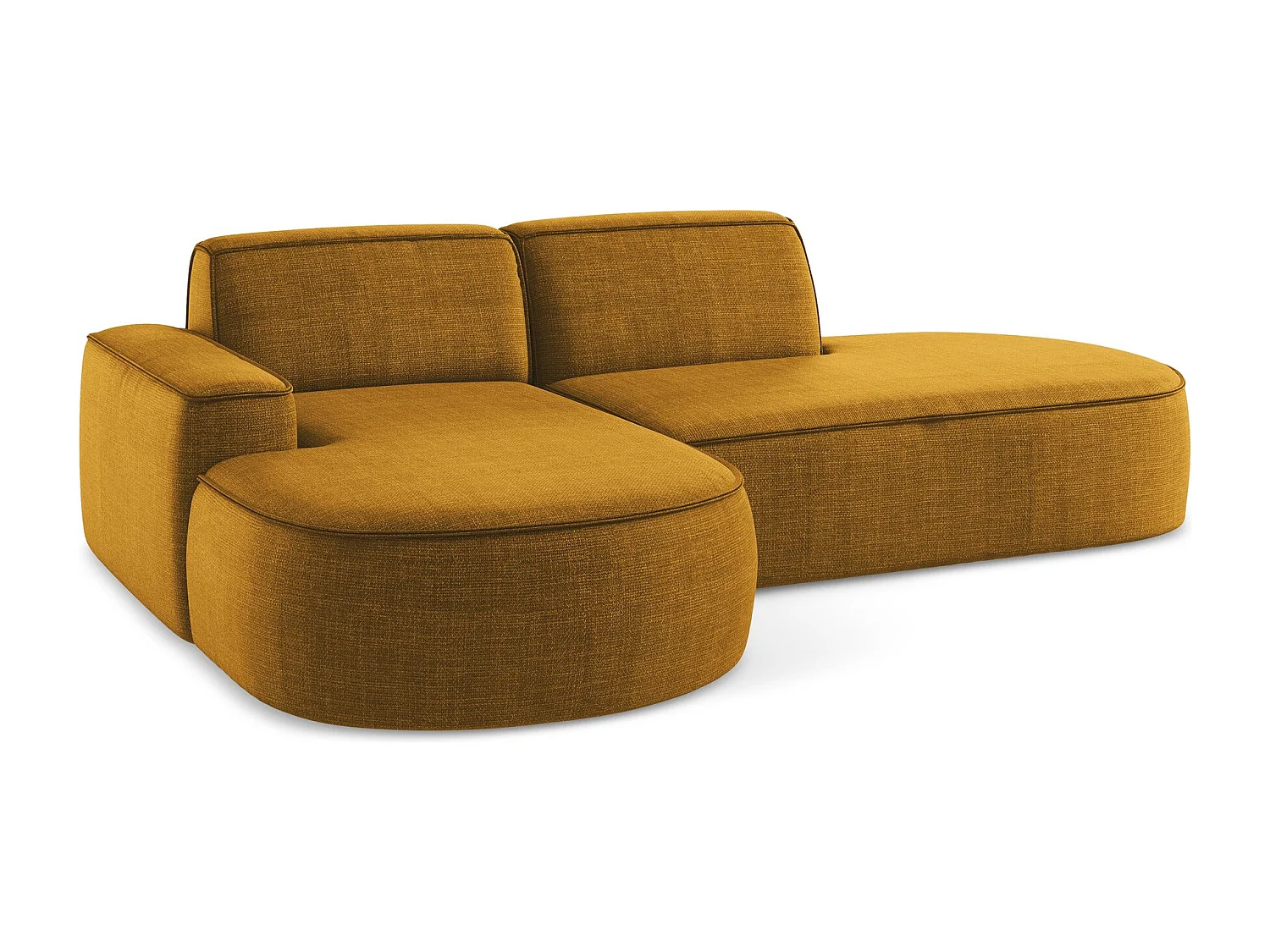 Canapé d'angle 3 places modulaire gauche en tissu texturé - moutarde - OMAO