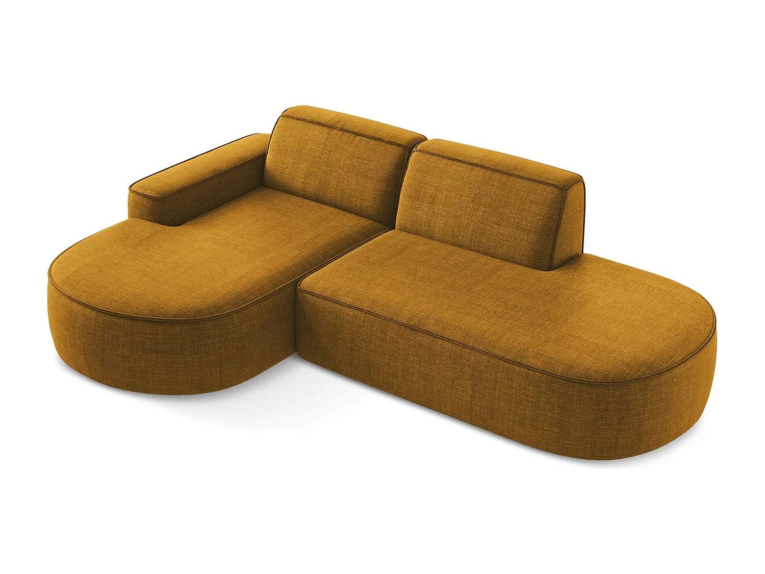 Canapé d'angle 3 places modulaire gauche en tissu texturé - moutarde - OMAO
