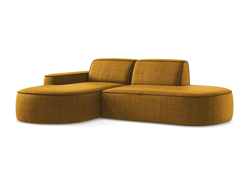 Canapé d'angle 3 places modulaire gauche en tissu texturé - moutarde - OMAO