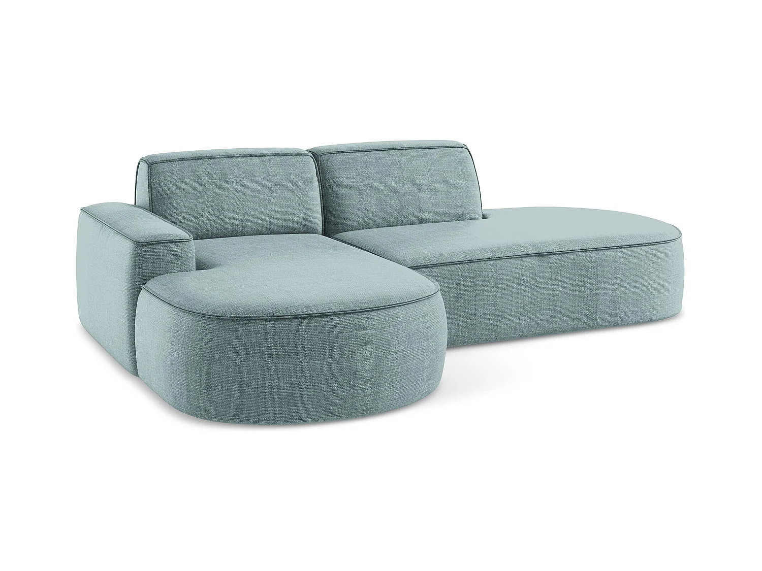 Canapé d'angle 3 places modulaire gauche en tissu texturé - jeans - OMAO