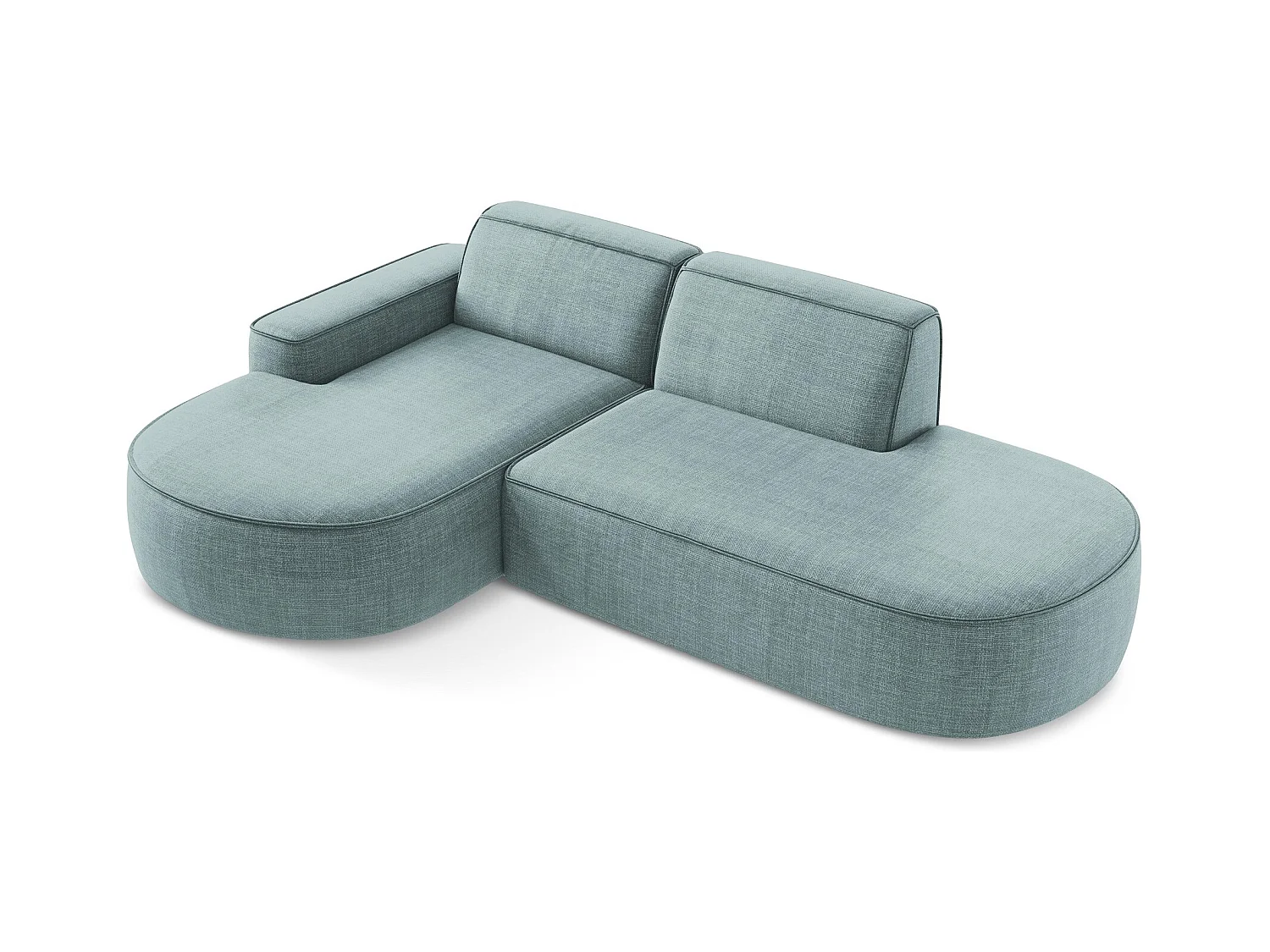 Canapé d'angle 3 places modulaire gauche en tissu texturé - jeans - OMAO