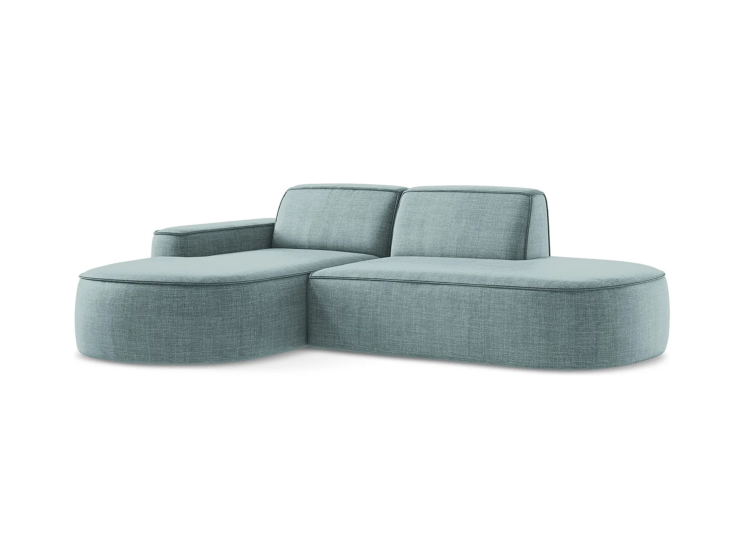 Canapé d'angle 3 places modulaire gauche en tissu texturé - jeans - OMAO