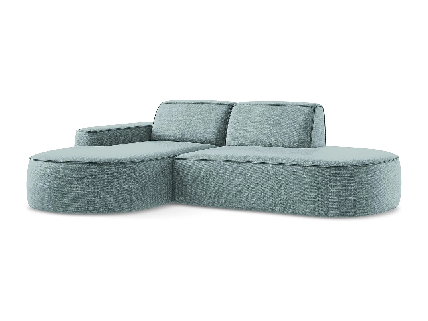 Canapé d'angle 3 places modulaire gauche en tissu texturé - jeans - OMAO