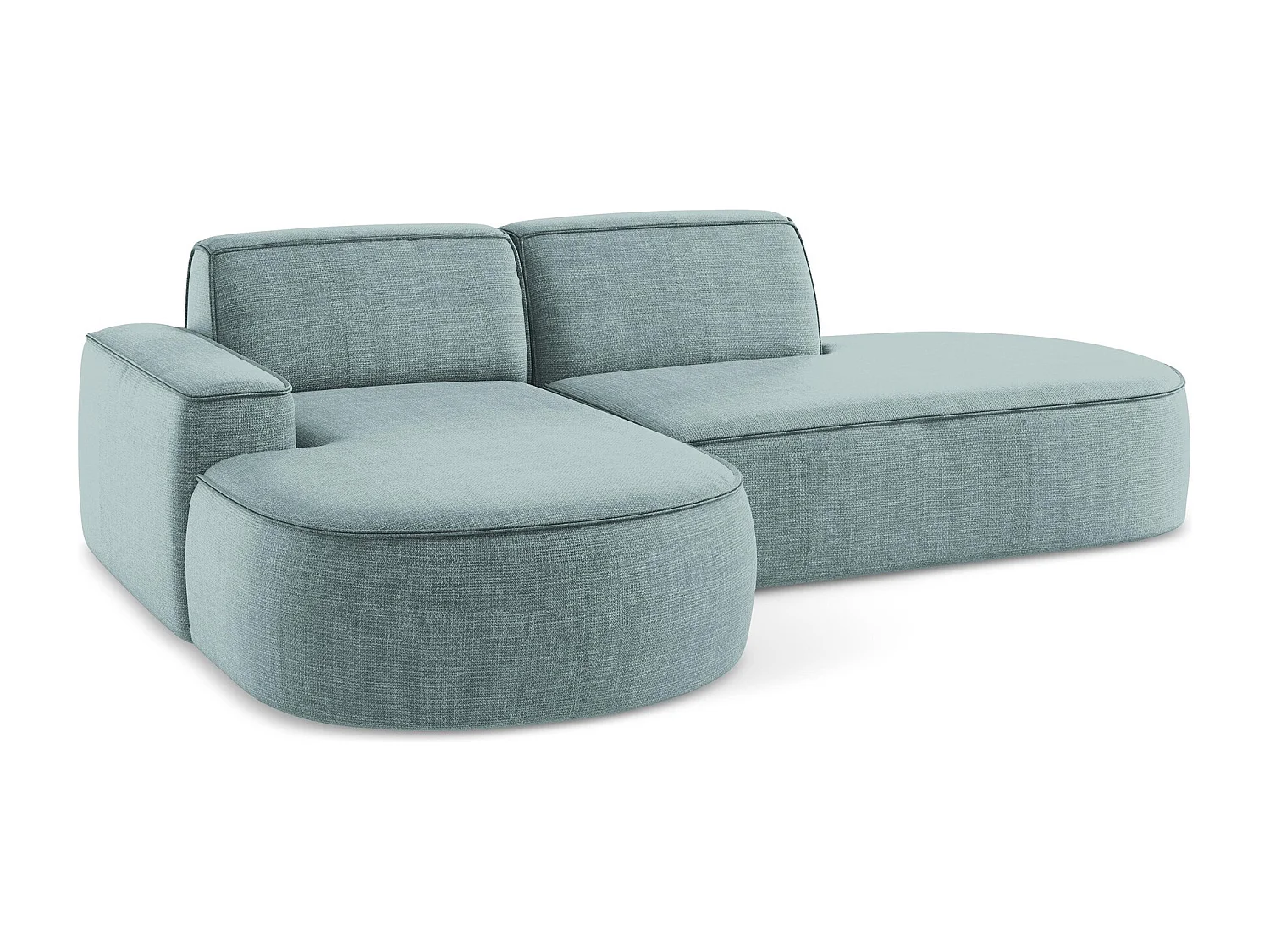 Canapé d'angle 3 places modulaire gauche en tissu texturé - jeans - OMAO