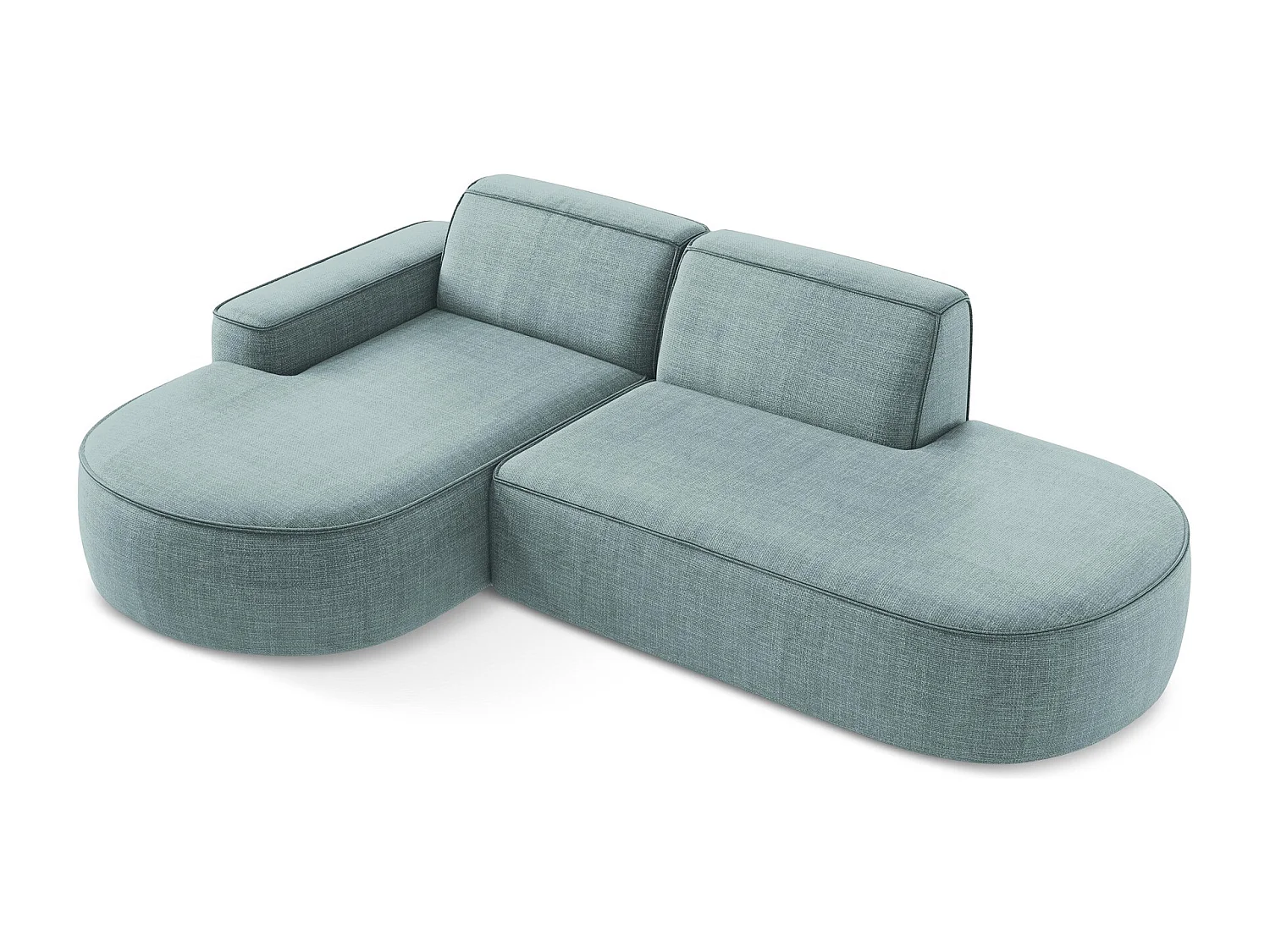 Canapé d'angle 3 places modulaire gauche en tissu texturé - jeans - OMAO