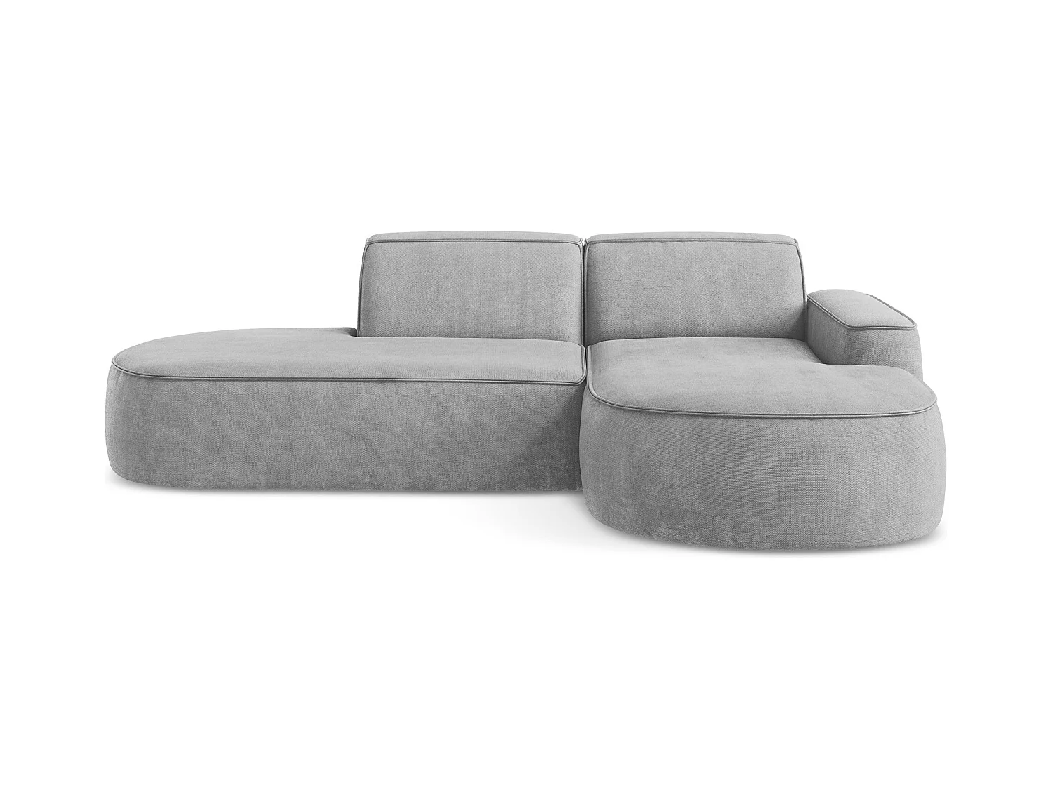 Canapé d'angle 3 places modulaire droit en tissu chenille - gris clair - OMAO