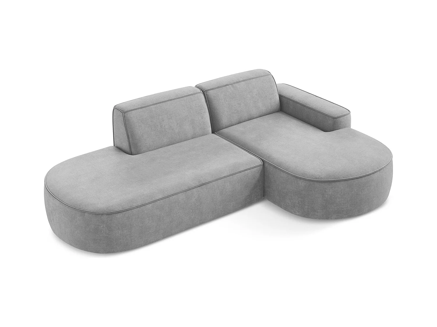 Canapé d'angle 3 places modulaire droit en tissu chenille - gris clair - OMAO
