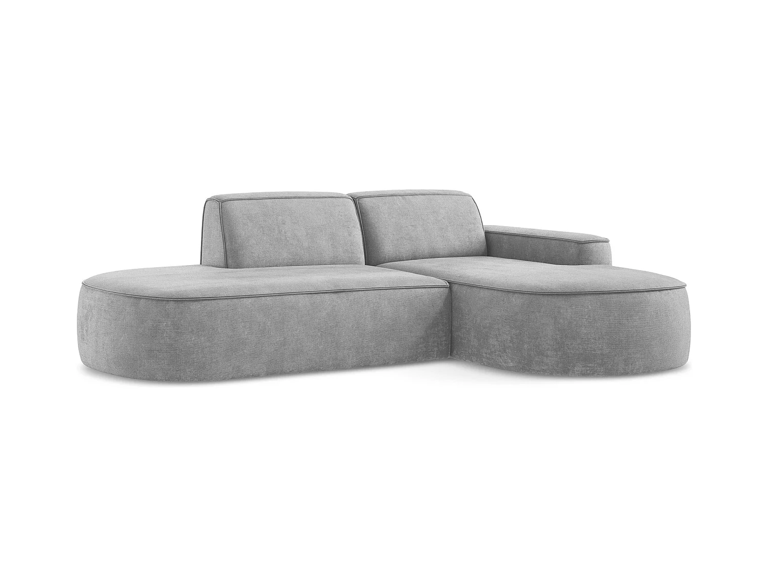 3-Sitzer Modulares Ecksofa - Ecke Rechts - Chenille - Hellgrau - OMAO