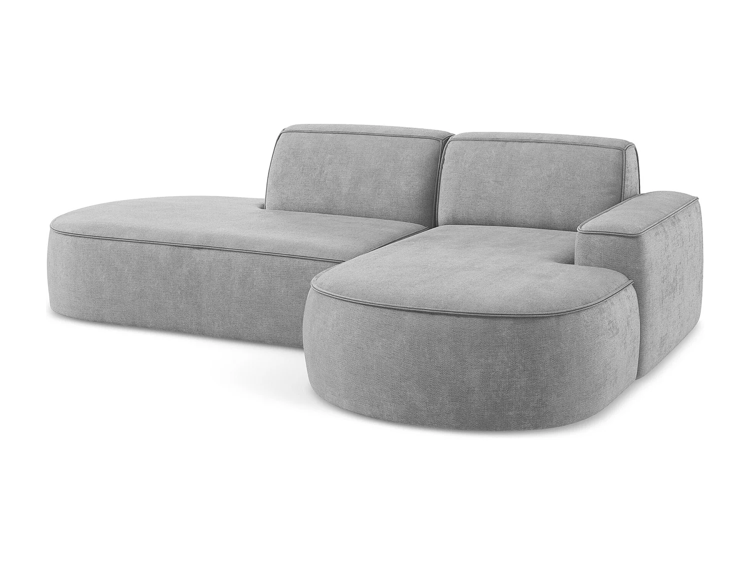 Canapé d'angle 3 places modulaire droit en tissu chenille - gris clair - OMAO