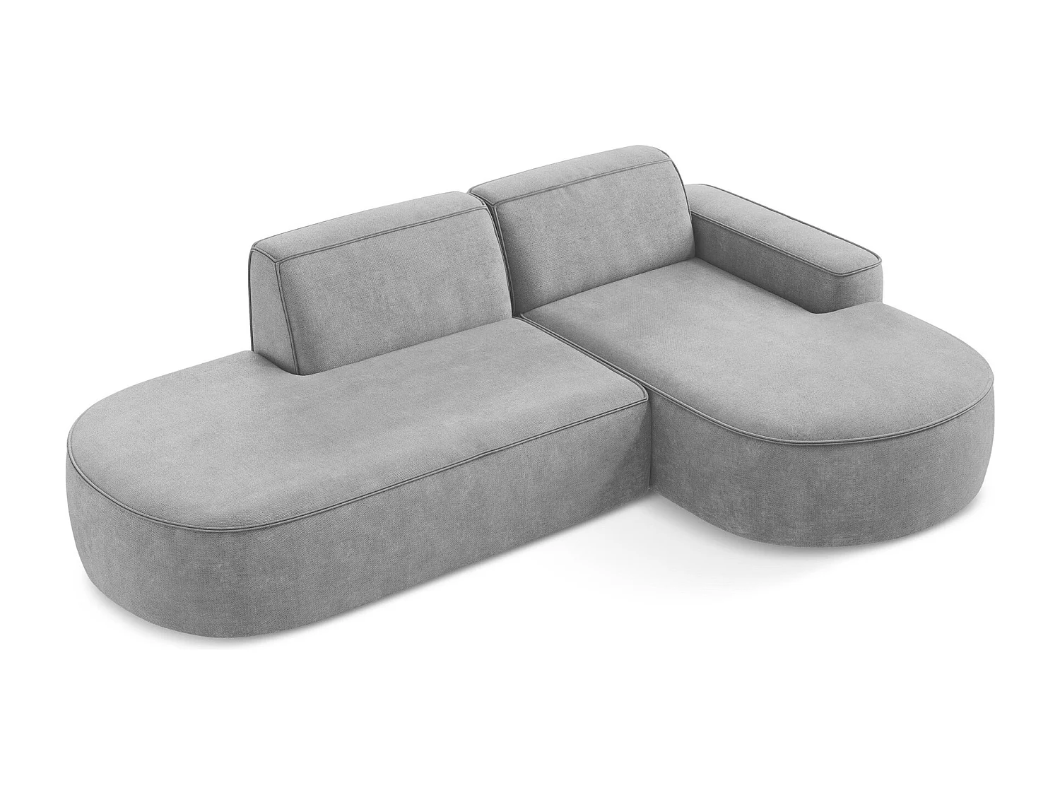 Canapé d'angle 3 places modulaire droit en tissu chenille - gris clair - OMAO