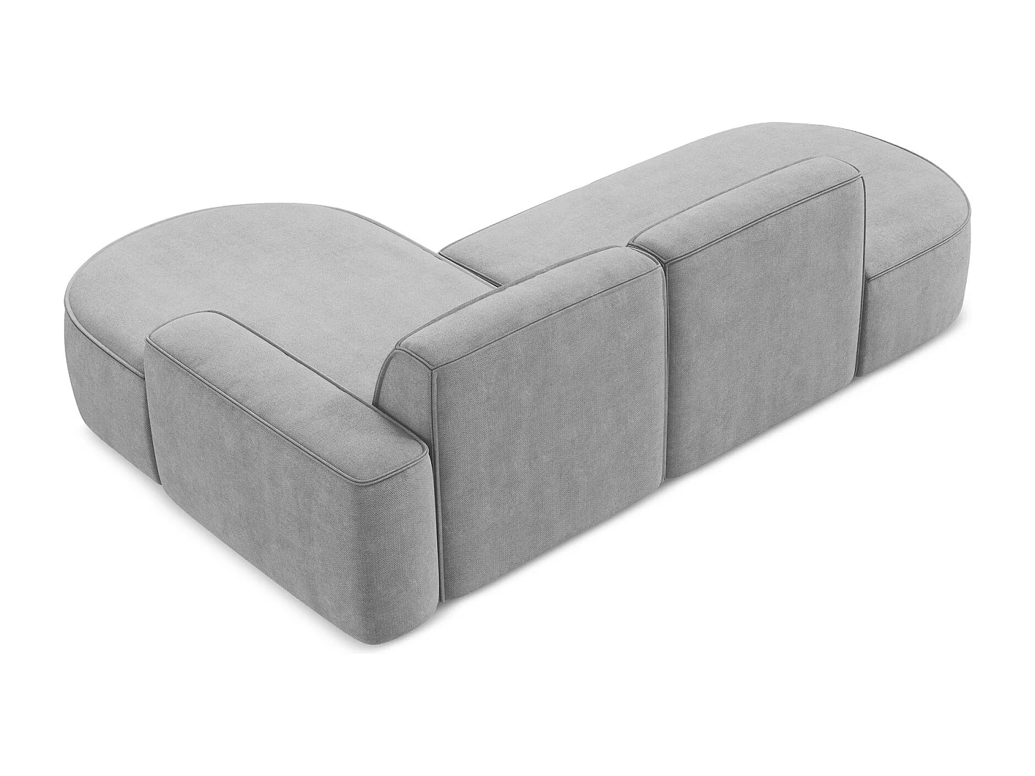 Canapé d'angle 3 places modulaire droit en tissu chenille - gris clair - OMAO