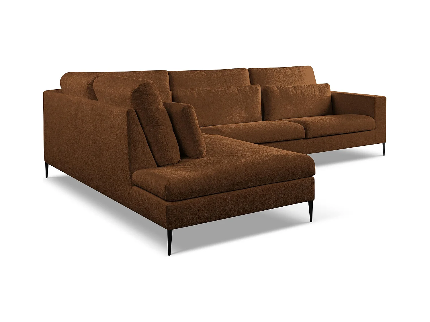 Canapé d’angle 4 places gauche en tissu chenille - terre cuite - AKALA