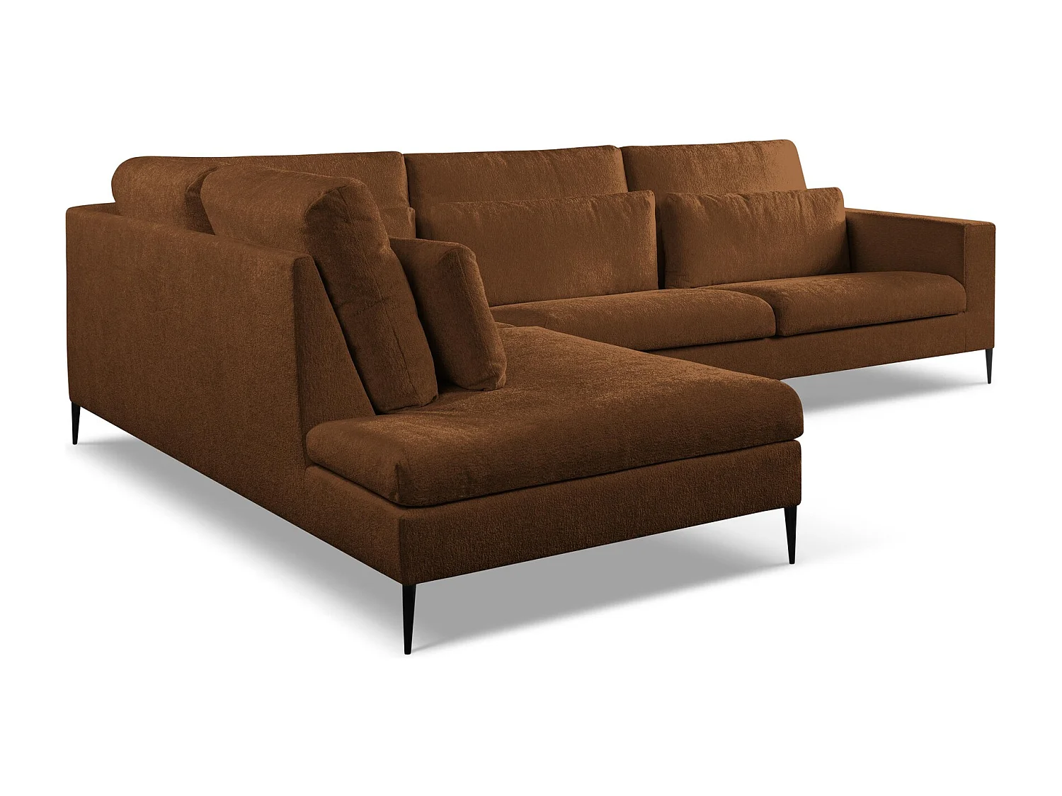 Canapé d’angle 4 places gauche en tissu chenille - terre cuite - AKALA