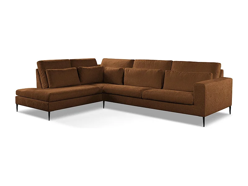 Hoekbank links van terracotta chenille stof - AKALA