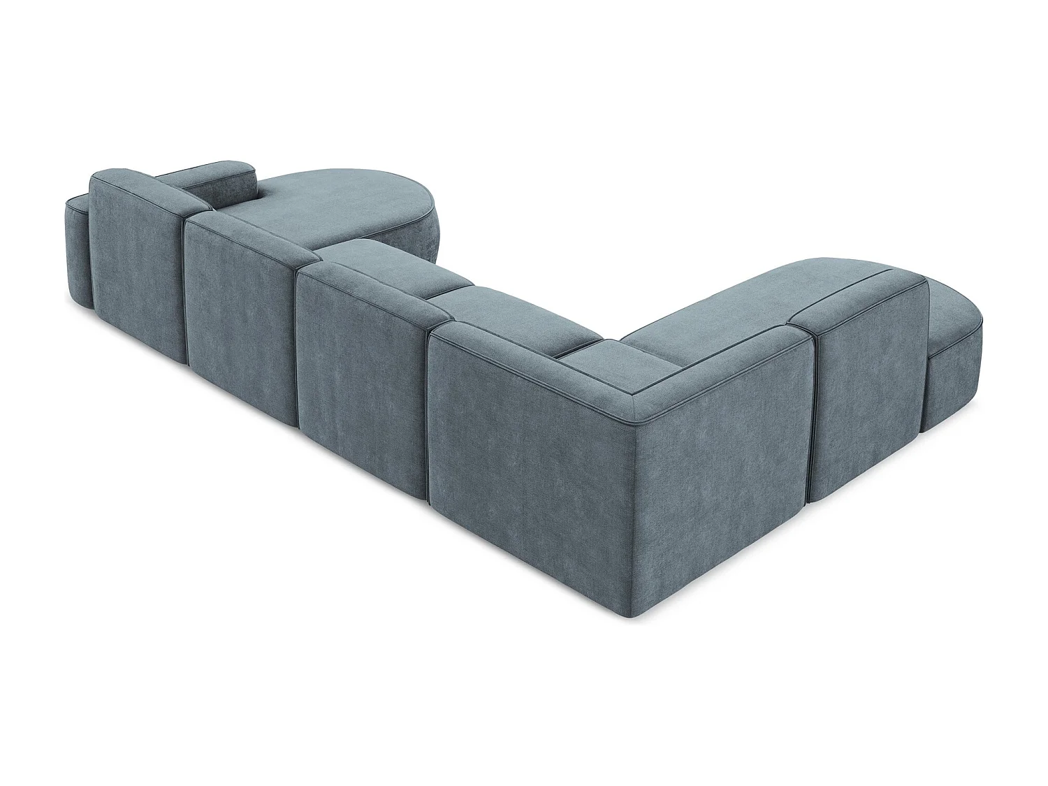Canapé panoramique 5 places modulaire gauche en tissu chenille - jeans - OMAO