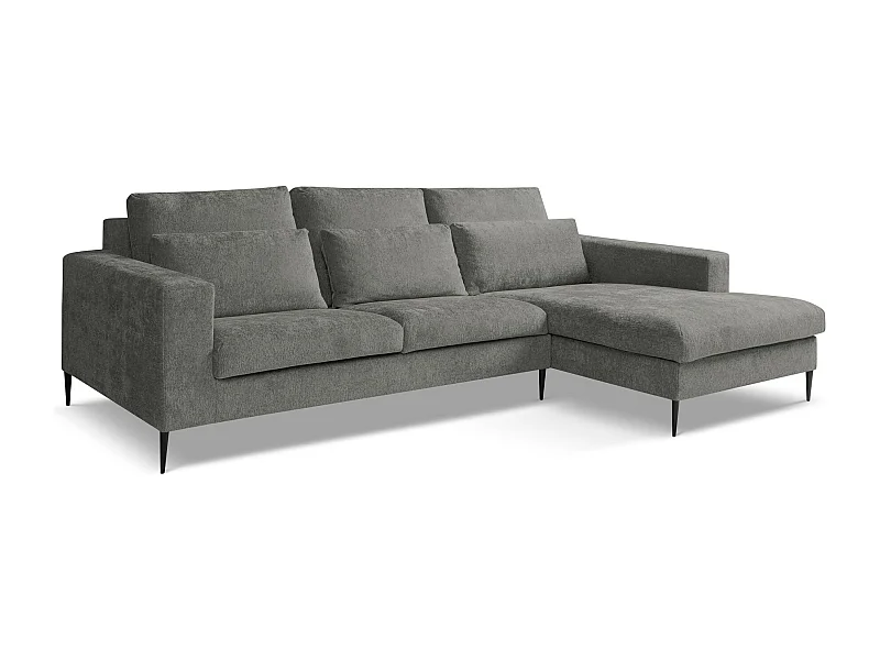 Ecksofa - Ecke Rechts - Chenille - Dunkelgrau - AKALA