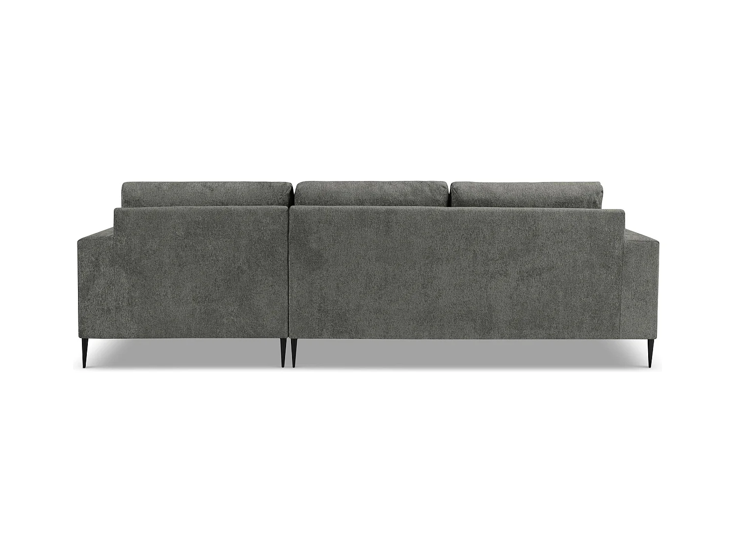 Canapé d’angle 3 places droit en tissu chenille - gris foncé - AKALA