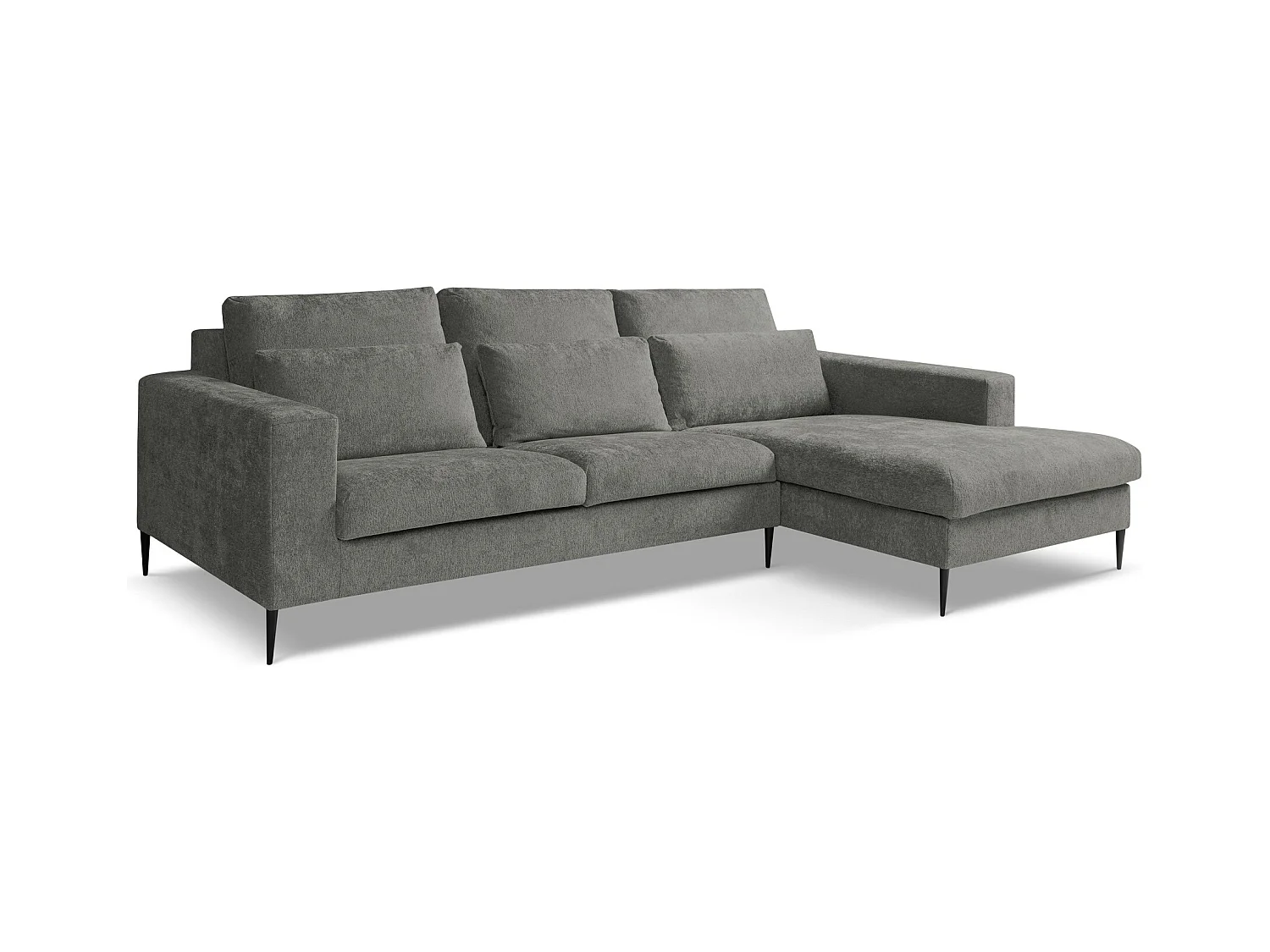 Ecksofa - Ecke Rechts - Chenille - Dunkelgrau - AKALA
