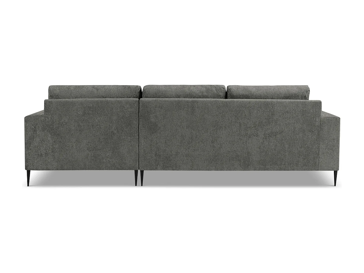 Canapé d’angle 3 places droit en tissu chenille - gris foncé - AKALA