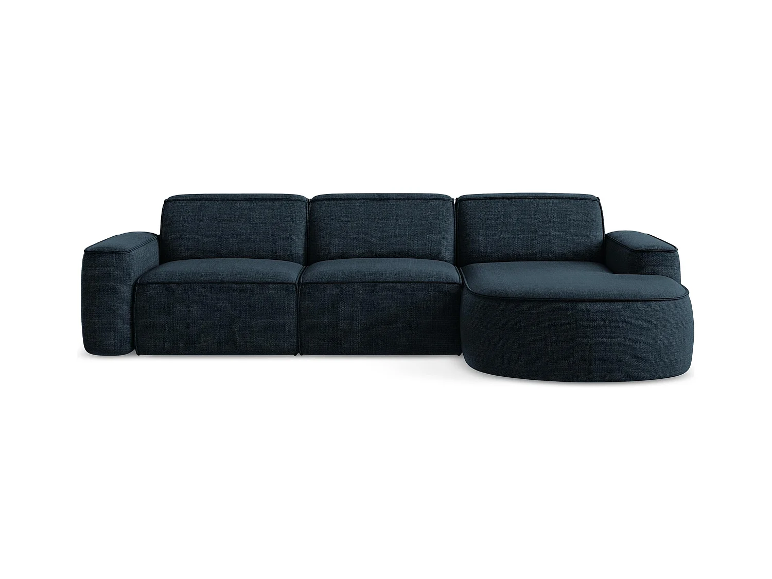 Canapé d'angle 3 places modulaire droit en tissu texturé - bleu royal - OMAO