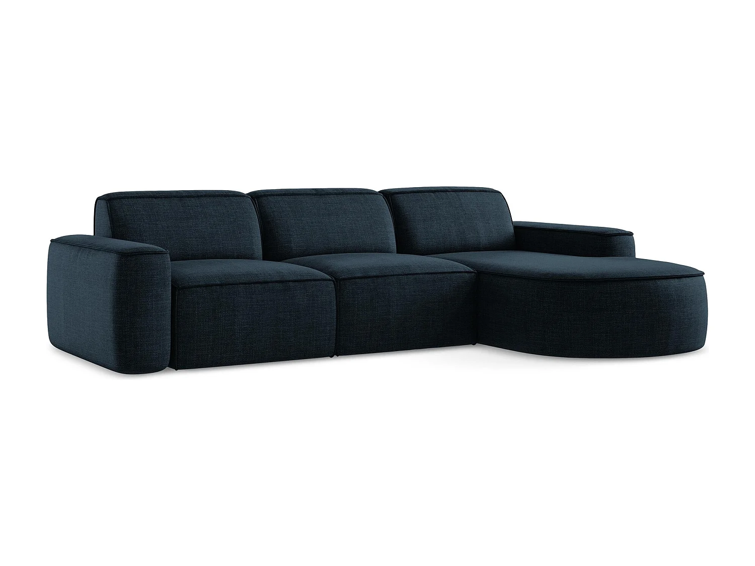 Canapé d'angle 3 places modulaire droit en tissu texturé - bleu royal - OMAO