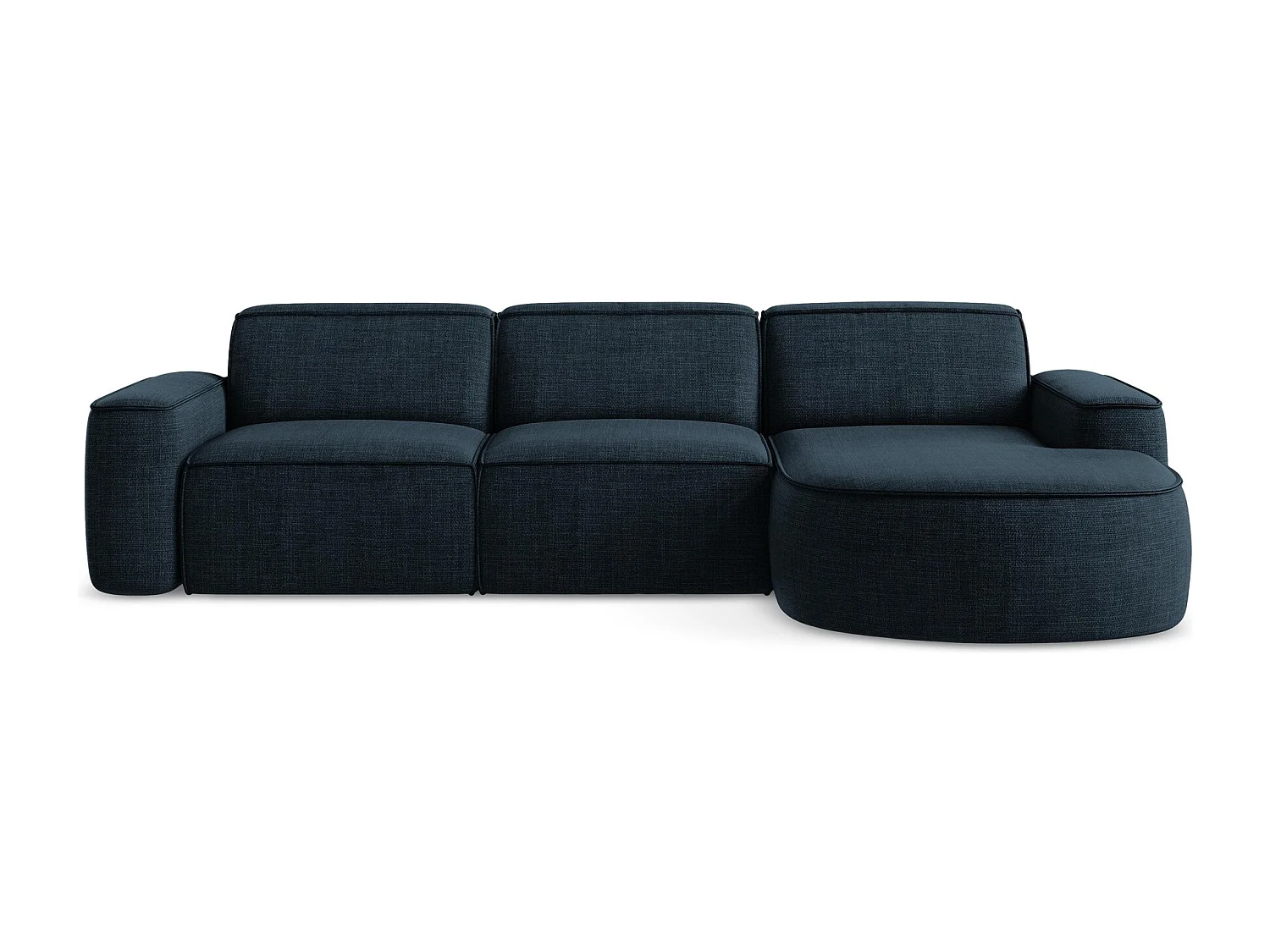 Canapé d'angle 3 places modulaire droit en tissu texturé - bleu royal - OMAO