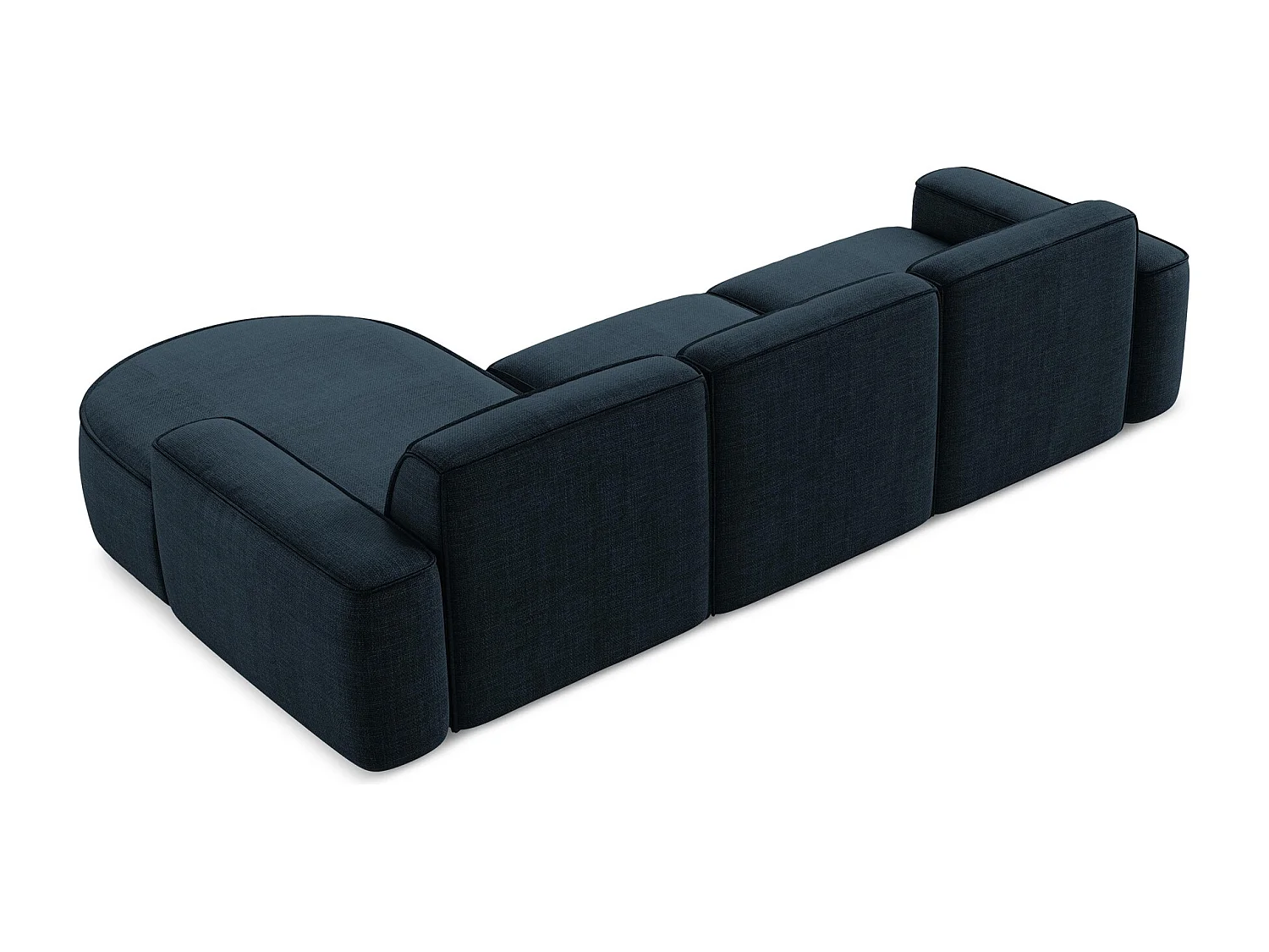 Canapé d'angle 3 places modulaire droit en tissu texturé - bleu royal - OMAO