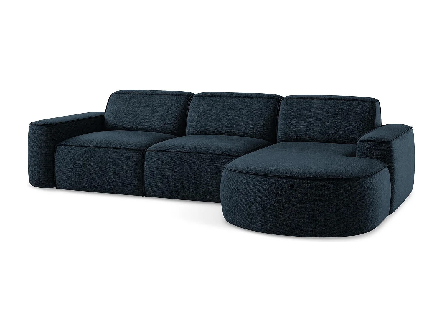 Modulaire hoekbank rechts van koningsblauw textuurstof - OMAO