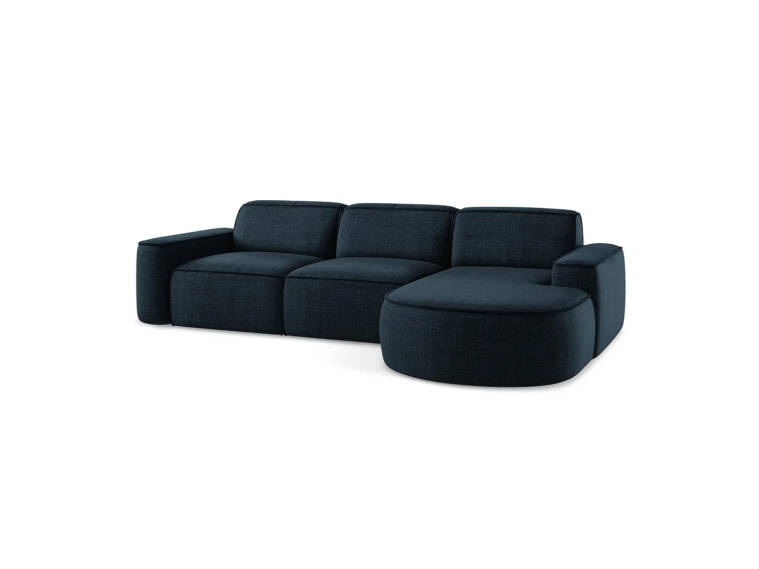 Modulaire hoekbank rechts van koningsblauw textuurstof - MELISSA