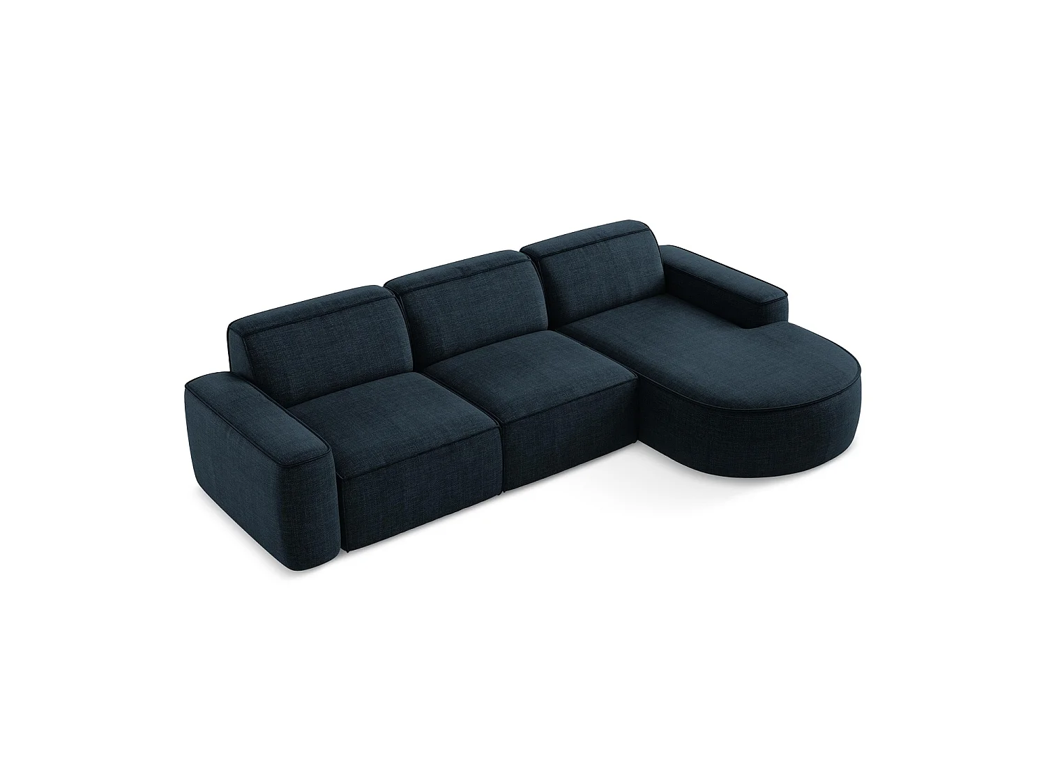 Modulaire hoekbank rechts van koningsblauw textuurstof - MELISSA